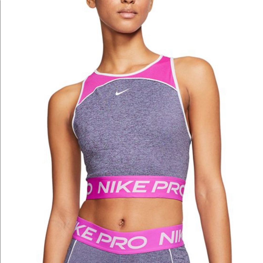 NIKE Pro cropped tank pink/gray 👚